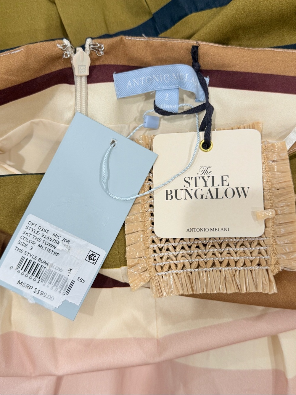 Antonio Melani x Style Bungalow The Town Sateen Stripe A Line Midi Skirt NWT - Picture 14 of 16
